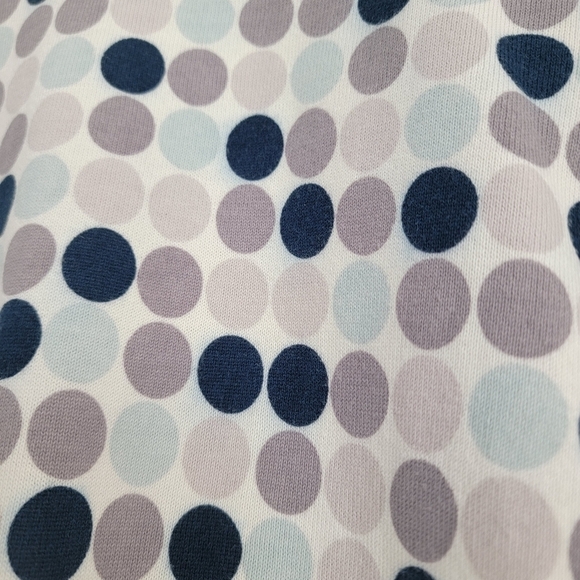 Ann Taylor Blue Gray White Circle Polka Dot Cardigan Sweater Petite Medium - Picture 8 of 13